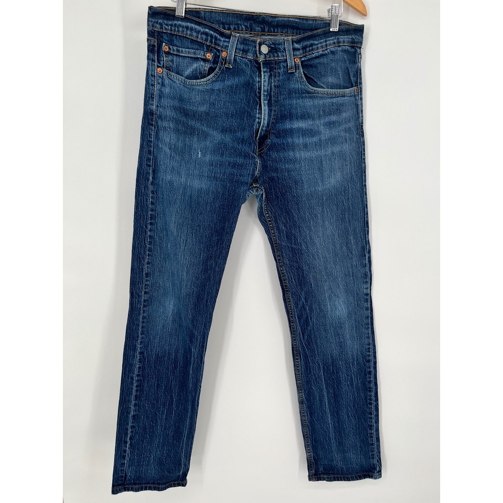 LEVIS 505 Regular Fit Jeans Mens 34x32‎ Blue Straight Leg Denim